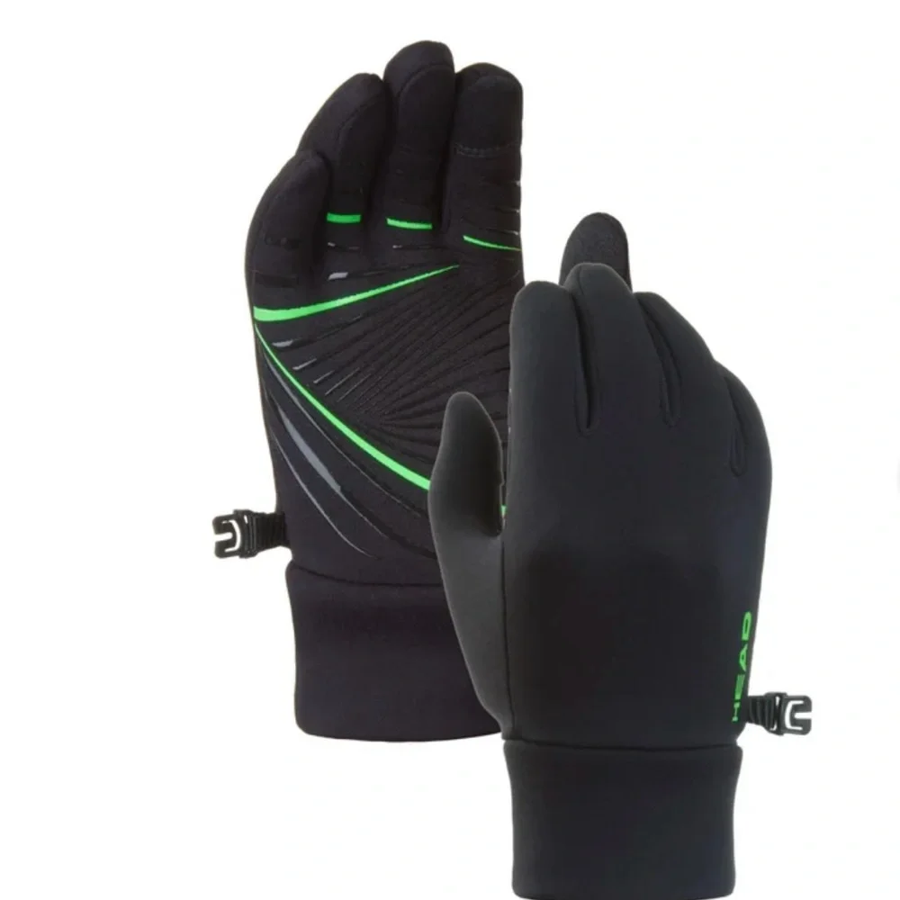 Black and Green Kids Gloves - touchscreen